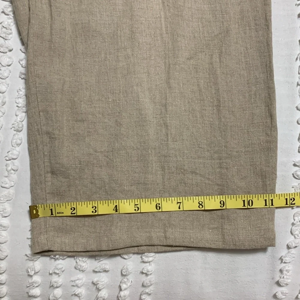 Flax Women’s 100% Linen Classic Wide-Leg Oatmeal Large Pants Lagenlook Quiet - Picture 10 of 11
